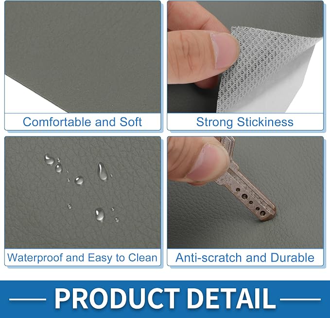 Self Adhesive Leather Repair Patch Strong Stickiness 39"x11.8" Leather Repair Tape PVC Faux Leather Deep Gray 1 Pcs