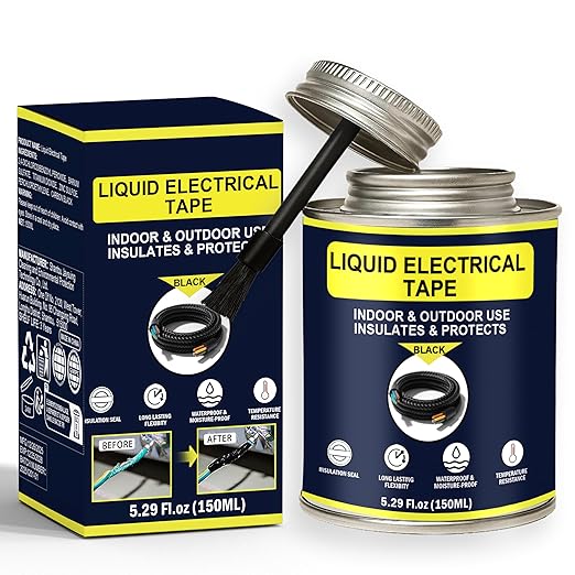 5.29OZ Liquid Electrical Tape Quick-Drying Insulating Glue for Wires&Cables Waterproof&High Temperature Resistant Liquid Wire Insulation Rubber with Brush-Cap for Outdoor Electrical Equipment (Black)