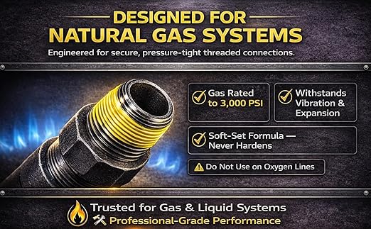 Black Swan All Purpose Pipe Dope, Pipe Thread Sealant, Soft-Set, High Viscosity, Low Odor, for All Piping Types, Especially Formulated for Use on Natural Gas Lines, Bottle Brush Cap, 1-Pint, Yellow