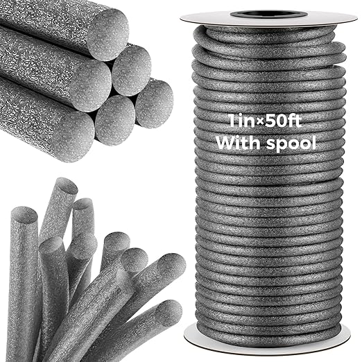 MotiMind 1 Inch x 50 ft Foam Backer Rod for Gaps Joints Concrete Crack Filler Caulk Saver Bulk Foam Backing Rod Concrete Filler Rope for Weather Stripping Door Seal (Gray)