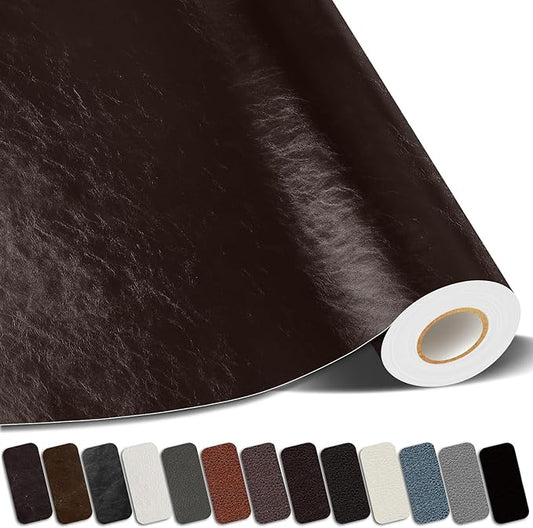 Leather Repair Patches, 3.5X79 Inch Self-Adhesive Leather Repair Tape, Stretch Vinyl Repair Kit for Couch Furniture Sofas Car Seats (Dark Brown, 3.5X79 Inch)