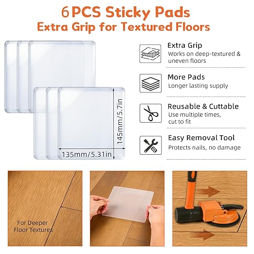 Floor Gap Repair Tool,Equipped with 6 Adhesive Pads and 3 Cushion Pads,Suitable for Surface Smoothing of Vinyl,Wood, Tiles,Tile and Laminate Flooring (Floor Gap Fixer Tool)