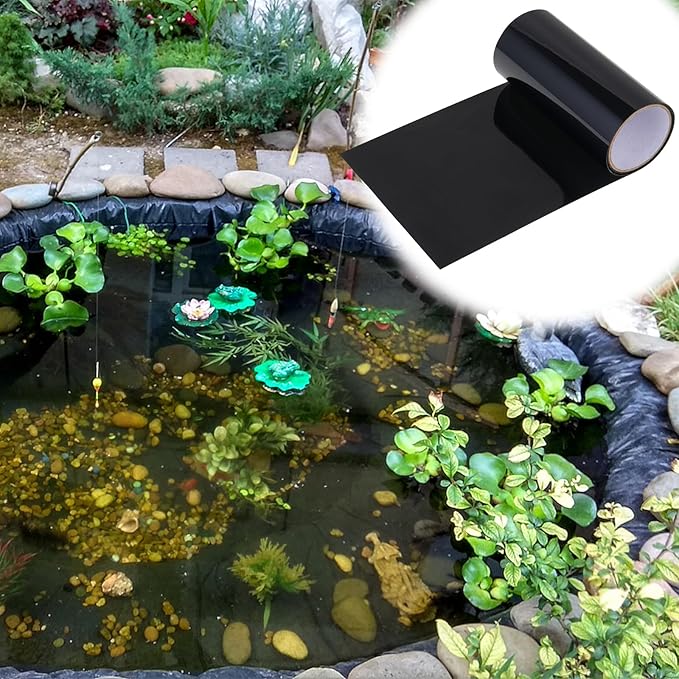 60”x 8” Pond Liner Seam Tape Single Sided PVC Waterproof Adhesive Tape for EPDM Liners Waterproof Pond Repair Kit Thickened Peel and Stick Seam Tape for Outdoor Roof Garden Cover Patch Repair