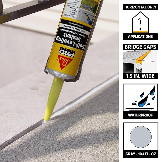 SIKA Sikaflex Self-Leveling Sealant, 12-Pack, 10.1 Oz, Gray – Easy Application, Quick-Curing, Waterproof & Weather-Resistant, Ideal for Driveways, Garages, Sidewalks, and Concrete Joints