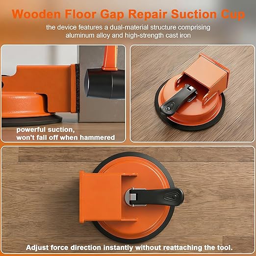 Floor Gap Fixer Tool, 2026 Upgraded Floor Gap Fixer Heavy Duty Laminate Flooring Suction Cup Repair Tool for Laminate, Vinyl, Wood, Tile (with 5 PCS-Pads)