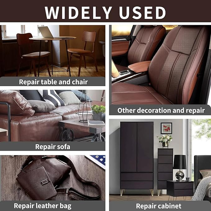 Leather Repair Patch, 35X158 Inch Self Adhesive Leather Repair, Large Vinyl Patch Tape for Couches, Furniture, Car Seats, Cabinets, Wall, Handbags （Dark Brown, 35X158 Inch）