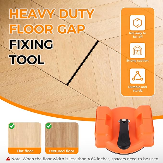 Heavy Duty Floor Gap Fixer Tool with Reinforced Suction Cups and 3 Patch Adhesive Pads for Wood Floors, Laminate Floors, Vinyl Floors, and Hardwood Floors