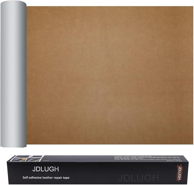 JDLUGH Sofa Leather Repair Patch Tape 15x60 Inch Large Self Adhesive Leather Sofa, Car Seat, Leather Furniture, Vinyl Repair Patch Kit (15x60 Inch, Khaki)
