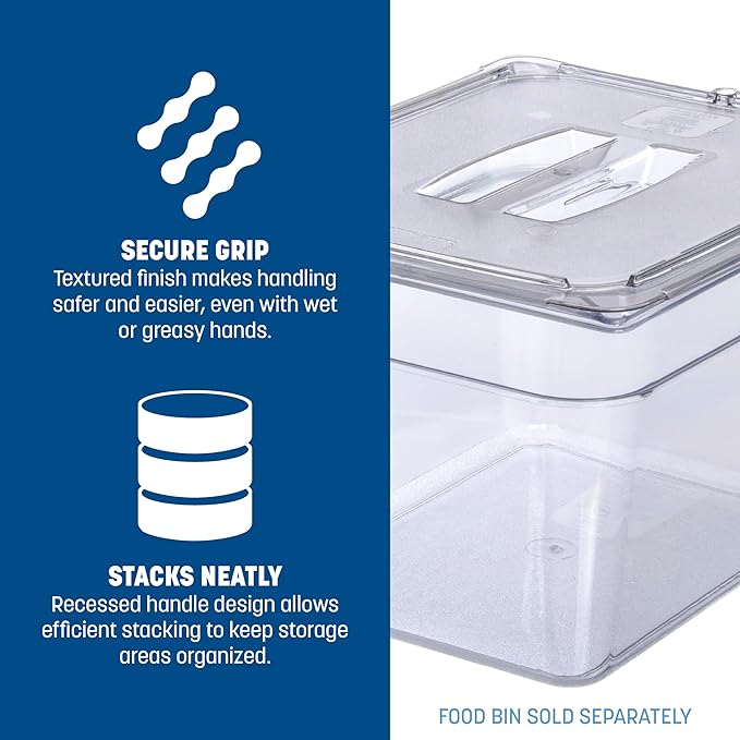 Carlisle FoodService Products Storplus 1/2-Size Food Pan Lid for Catering, Buffets, and Restaurants, Polycarbonate, 12.75 x 10.38 Inches, Clear