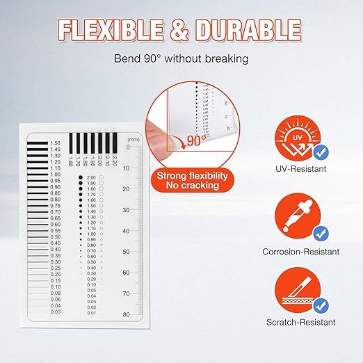 Concrete Crack Width Ruler, Clear Crack Width Gauge High-Precision Measurement Tool for Precise Inspection of Surface Defects (3 Piece)