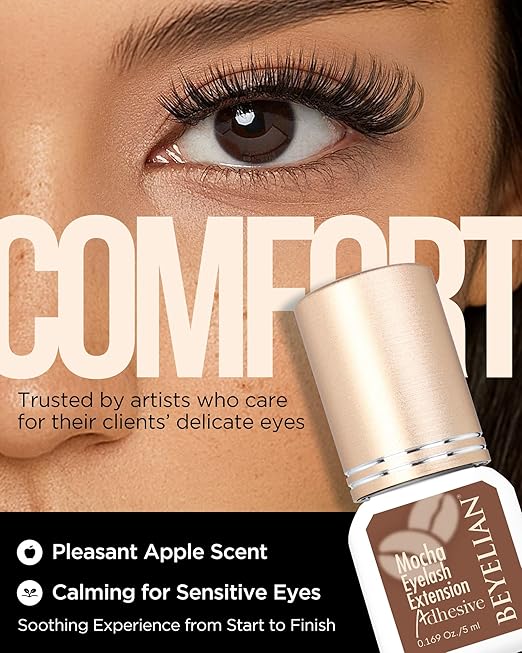 BEYELIAN Brown Eyelash Extension Glue 0.17fl.oz/5ml / 0.5 Sec Drying Time/Retention – 7-8 Weeks/Brown Adhesive/Professional Hypoallergenic Formaldehyde-Free Lash Extension Glue Supplies