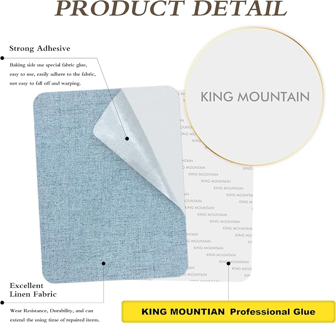 Fine Linen Fabric Patches, Self-Adhesive, 8x11 inch Extra Size, Multi Color, for Sofa and Seat Repair (Blue Grey)