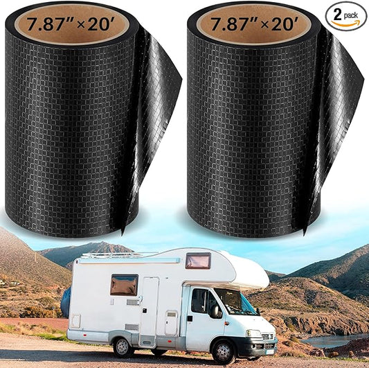 Pushglossy 2 Rolls RV Underbelly Tape 7.87" x 40 ft Waterproof Repair Belly Tape with Permanent Sealing Adhesive for Mobile Home, Camper Travel Trailer, RV Roof & Tear Repair Patch