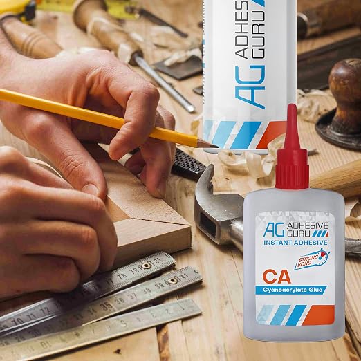 Adhesive Guru Cyanoacrylate (CA) Super Glue (4.5 oz) for Plastic, Metal, Leather, Ceramic - Fast Adhesive for Woodworking, Hobby Models, Carpentry - 1 Pack
