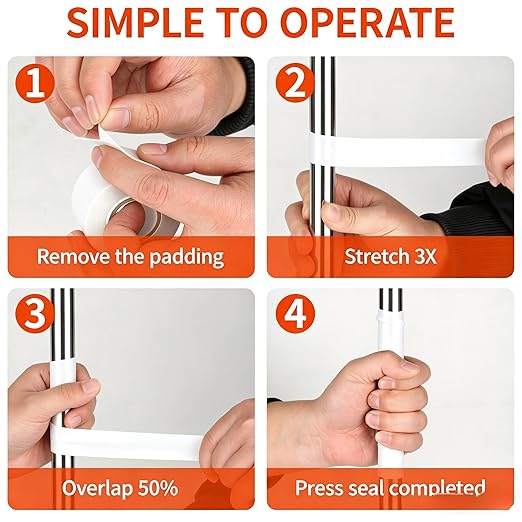 Self-Fusing Silicone Tape 1" x 33' x 20mil – Waterproof Emergency Repair Tape for Radiator Hoses, Pipes & Electrical Wiring – Heat Resistant, Insulating, Chemical Resistant, No Residue, White