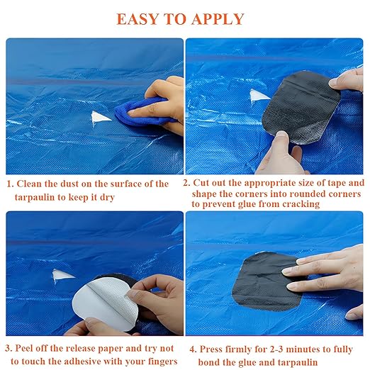 Waterproof Tape Heavy Duty, Tear Resistant Adhesive Tape for Outdoor Repair, Strong Duct Tape for Canvas, Tarp, Tent, Boat Cover, Awning, Vinyl, Plastic - All Weather UV Resistant Patch Kit, White