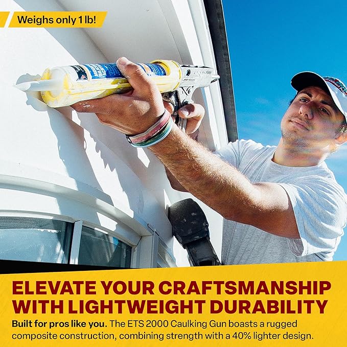 Dripless ETS2000 Ergo Composite Caulk Gun | Dripless Caulking Gun for 10 oz Cartridges or Tubes | Lightweight Body | 12:1 Thrust Ratio | Pro Painter Preferred | 2 Pack
