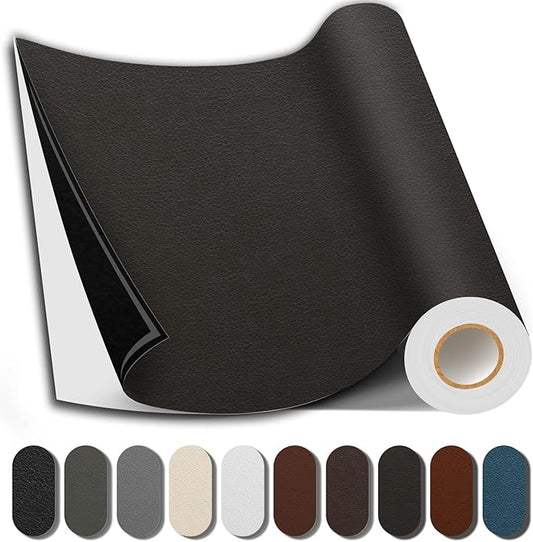Shagoom Leather Repair Patch, Repair Patch Self Adhesive Waterproof, DIY Large Vinyl Patches for Couches, Furniture, Kitchen Cabinets, Wall （Coffee, 3.5X79 Inch）