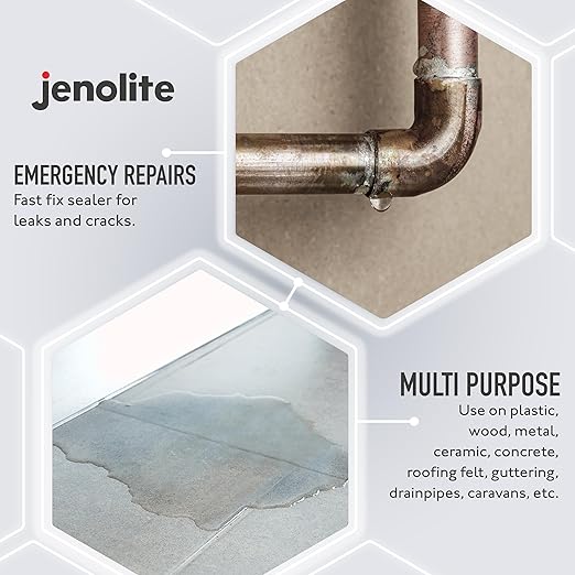 JENOLITE Stop Leak Sealer Spray White 400ml. Waterproof Sealant for Gutters and Flat Roofs. Leak Sealer for Pipe Leaks & Surface Crack, Indoor & Outdoor Repair Spray. Made in Britain