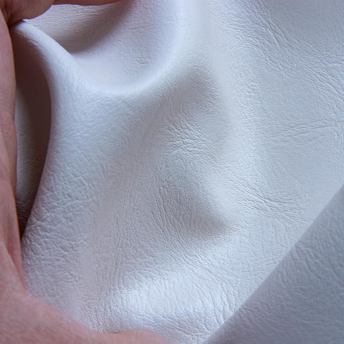 Faux Leather Fabric Sheet, 36 x 54 Inches, Texture Synthetic Material for DIY Crafts, Leather earings,Upholstery, Automotive, Sofa Projects Individual 1 Yard Cut (White, One Yard)