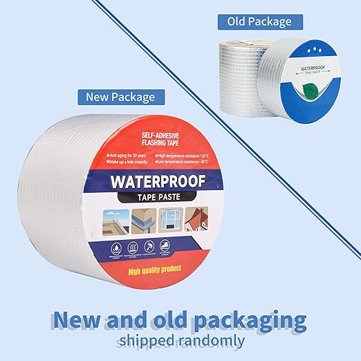 Waterproof Tape for Leaks Aluminum Butyl Tape with Adhesive for RV Repair, Glass Repairs, Air Mattress Patch, Window Caulking, Boat Sealing, Roof Patching 4in x 32.8ft