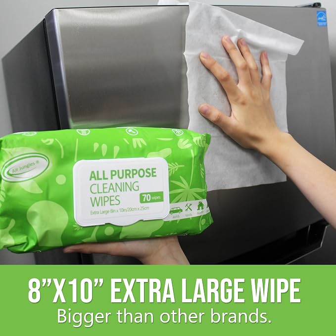 Air Jungles Car Interior Cleaning Wipes Set 210 Count, XL 8" x 10" | Multi-Purpose Wipes For Car Leather Seat, Windshield Window Mirror Cleaning, Steering Wheel & Vinyl Cleaning
