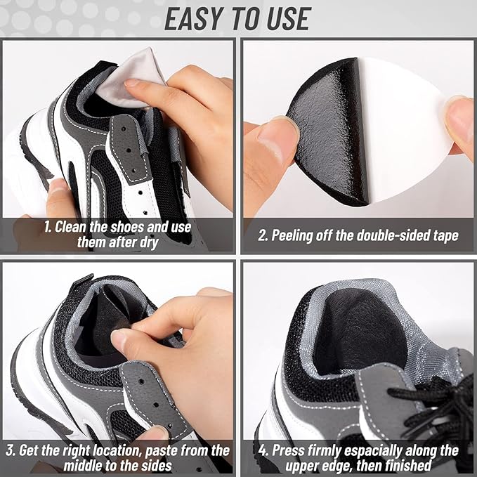 8Pair Shoe Patches for Holes, Self-Adhesive Shoes Heel Repair, Hole Repair for Sneaker, Leather Shoes, High Heels (Black)