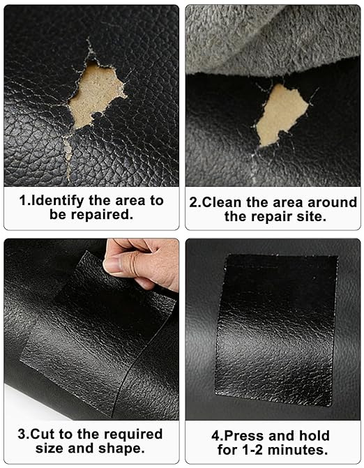 Leather Repair Patch,17x54 Inch Self-Adhesive Vinyl Repair Tape,Large Black PU Patch for Couch,Sofa, Furniture,Car Seat,Office Chair,Handbag (Black)