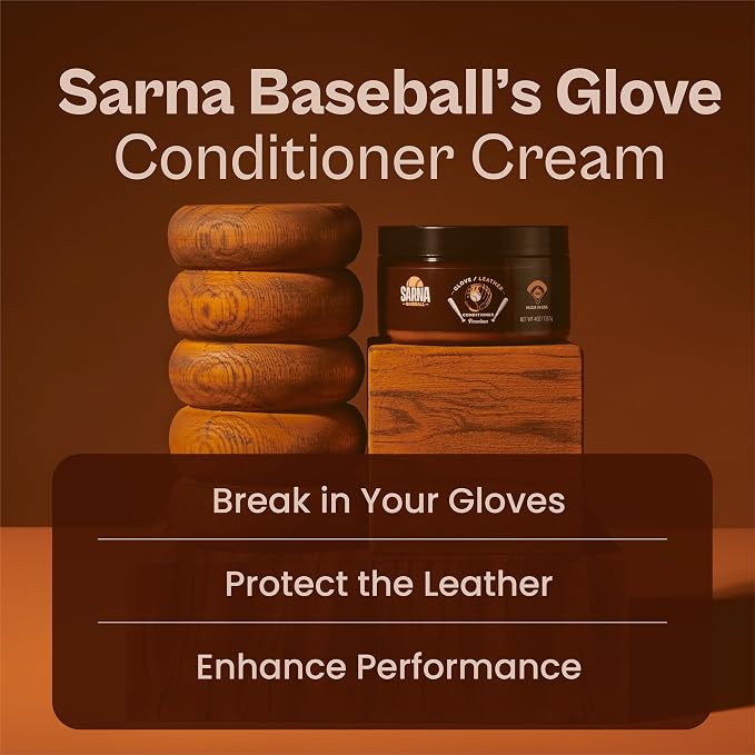 SARNA BASEBALL Glove Conditioner, Cream, 4 Oz – Break in Faster, Keep Leather Maintained – Glove Conditioner for Mitts & Softball Gear Made in USA