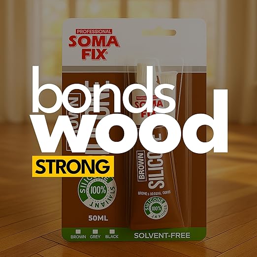 Brown Silicone Caulk - Easy Squeeze Caulking Tube, Silicone Sealant for Wood, Kitchen, Bathroom, Sink, Windows - Multi Purpose & Waterproof - 1.7 fl. oz (Brown)