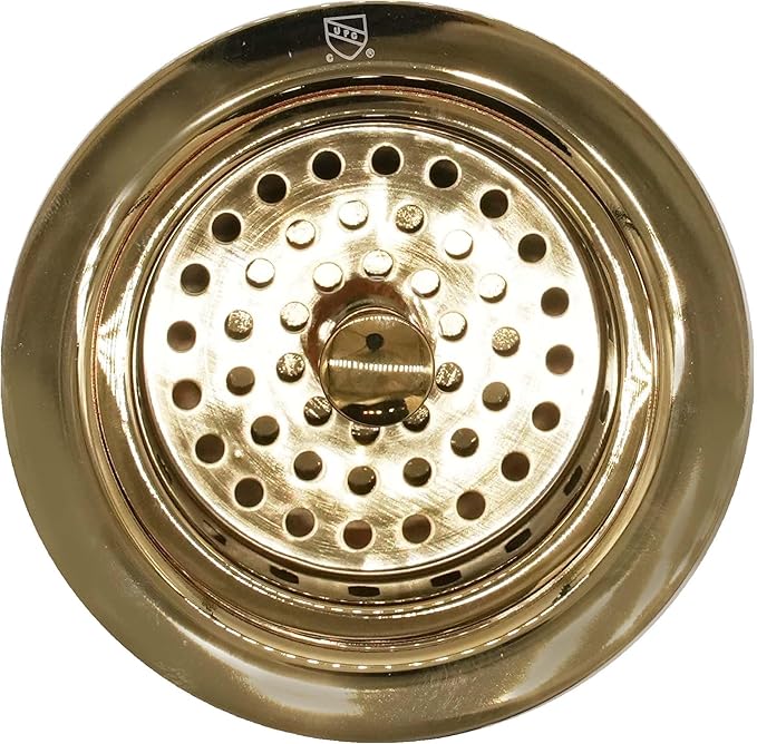 Westbrass D214-01 3-1/2" Post Style Large Kitchen Sink Basket Strainer, Polished Brass