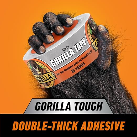 Gorilla Tape, 1.88 in x 30 yd, Silver (Pack of 1) - Duct, Utility, Triple Layer Strength, Indoor & Outdoor, Weather Resistant Shell