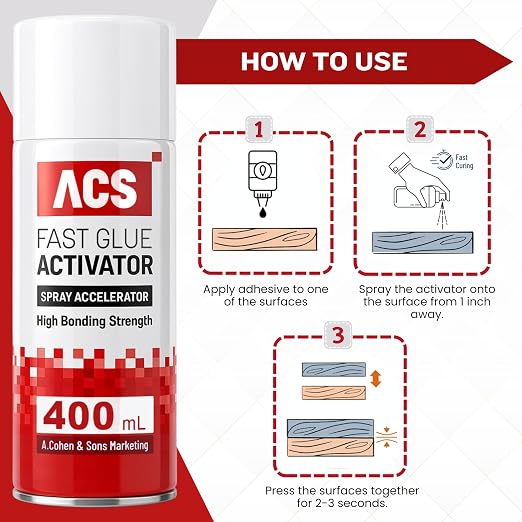 ACS Fast Glue Activator Spray, High Bonding Strength, 400ml