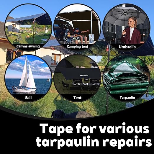 Black Awning Repair Tape,3INx25FT,Waterproof Repair Tape for Fabric,RV Awning,Tarp,Tent,Tarp,Tent,Sail,Underbelly,Boat Cover,Canvas,Outdoor Repair Patch,UVproof,Heavy Duty