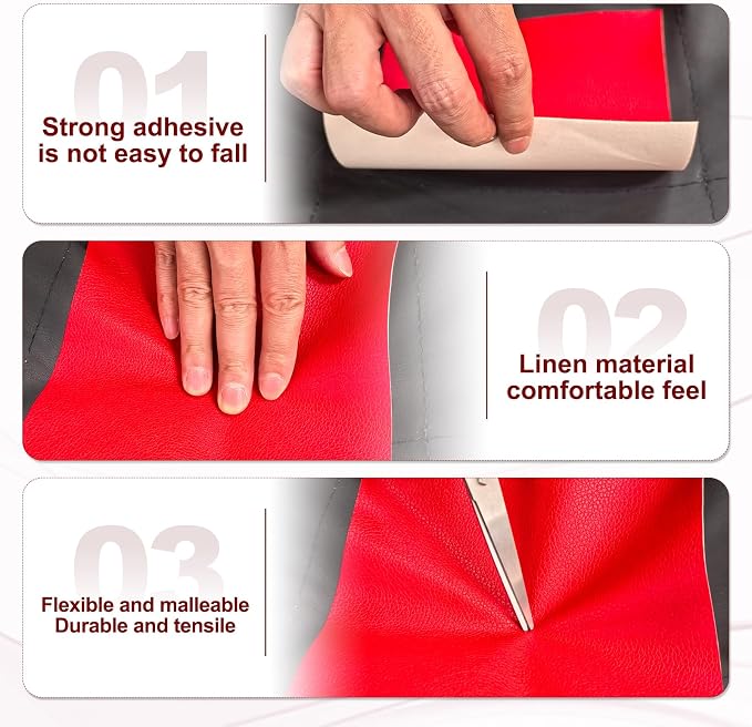 PATIKIL Leather Patches Tape for Furniture, 3.2 x 61 Inch Self Adhesive Vinyl Leather Repair Kit Cover Sheet for Couch, Sofa, Car Seats, Office Chair, Black