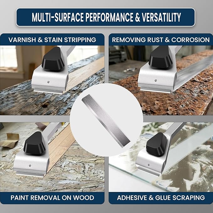 LU&MN 2.38" (60mm) Carbide Paint Scraper Blades, Double-Edged Reversible Replacement Tungsten Steel Blades 2-Pack, Extra Wear-Resistant Multi-Purpose Blades for Paint, Glue & Grout Removal