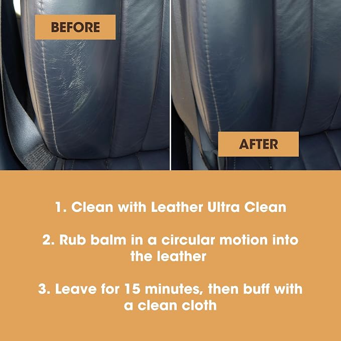 Furniture Clinic Leather Easy Restoration Kit | with Leather Recoloring Balm, Cleaner, Sponge, and Cloth | Leather Repair Kit for Scratched and Faded Furniture (Navy Blue)