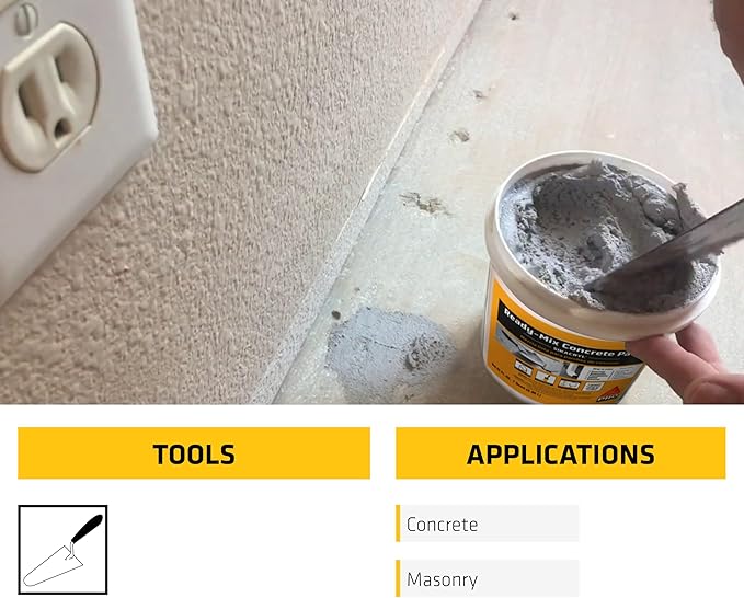 SIKA Sikacryl Ready-Mix Concrete Patch, Gray, Textured, 1 qt (6 Pack) - Durable Repair for Spalls and Cracks in Concrete and Masonry, Easy Cleanup, Acrylic-Based