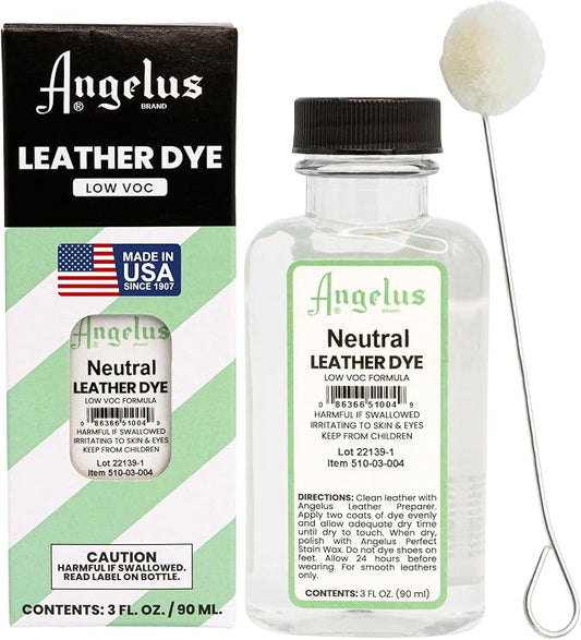 Angelus Leather Dye - Flexible Leather Dye for Shoes, Boots, Bags, Crafts, Furniture, & More 3oz, Dauber Included (Neutral)