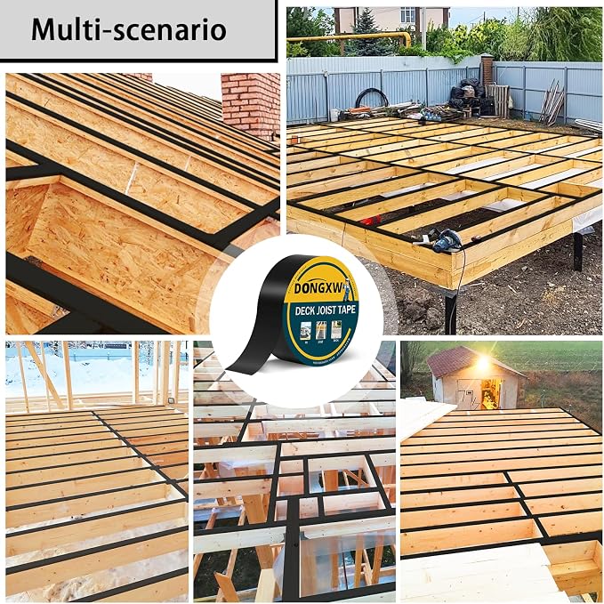 Dongxw Joist Tape for Decking 2''×50', Waterproof Butyl Deck Joist Tapes, Weather-Resistant Flashing Tape for Wood Decks Beams Roof, 10 Packs