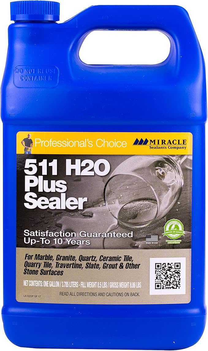 Miracle Sealants 511 H2O Plus Advanced Penetrating Sealer for Countertops, Stone, Tile & Grout, Gallon