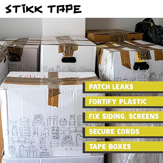 STIKK Duct Tape - Yellow Duck Tape - 3 inch x 25 Yards - Heavy Duty Tape for Repairs, Household Projects - for Commercial HVAC and Construction - Effective Heavy Duty Waterproof Duct Tape