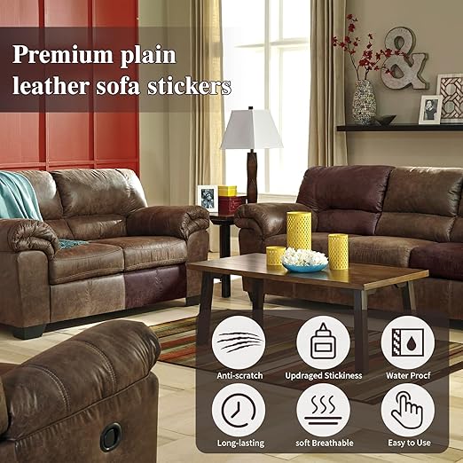 BSZHTECH Leather Repair Tape Self-Adhesive Leather Repair Patch for Couch Furniture Sofas Car Seats Advanced PU Vinyl Leather Repair Kit(Coffee, 23.6X79 inch)