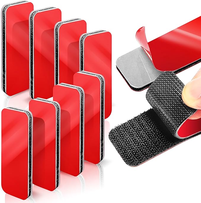 8 Sets Heavy-Duty Adhesive Hook and Loop Strips – 1.2" x 3.2" High-Bond Fastening Strips, Heat-Resistant & Waterproof, Strong Hold for Indoor/Outdoor Mounting on Wall, Glass, Tile, Metal & More