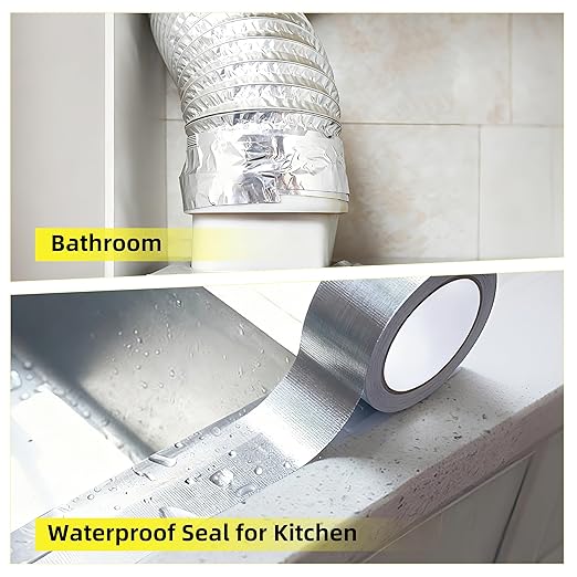 3 Inch x 65 Ft Fiberglass Reinforced Aluminum Foil Tape, Heavy Duty HVAC Foil Tape for Dryer Vent, Ductwork, Metal Repair, Heat & Moisture Resistant, Silver