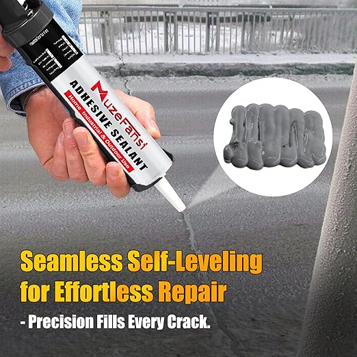 6 Pack Concrete Crack Filler, Concrete Crack Repair Sealant Gray, Self-Leveling Waterproof Joint Filler for Expansion Joints & Horizontal Cracks (10.1 fl oz, 6 Pack)