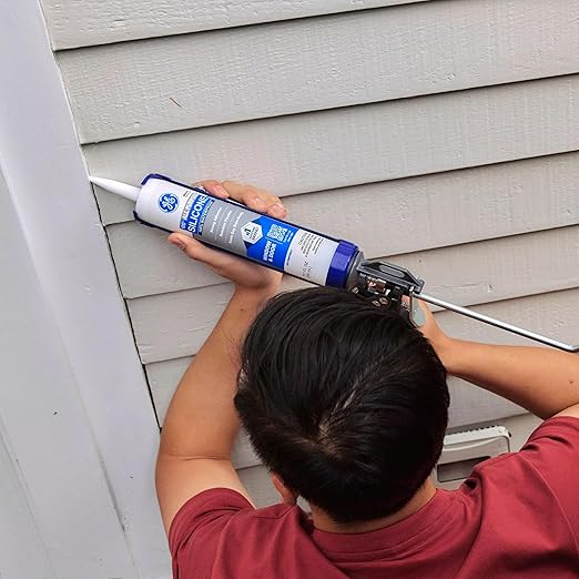 GE All Purpose Silicone Caulk, Clear, 10 fl oz Cartridge, 1 Pack - 100% Waterproof Silicone Sealant, Stronger Adhesion, Freeze & Sun Proof