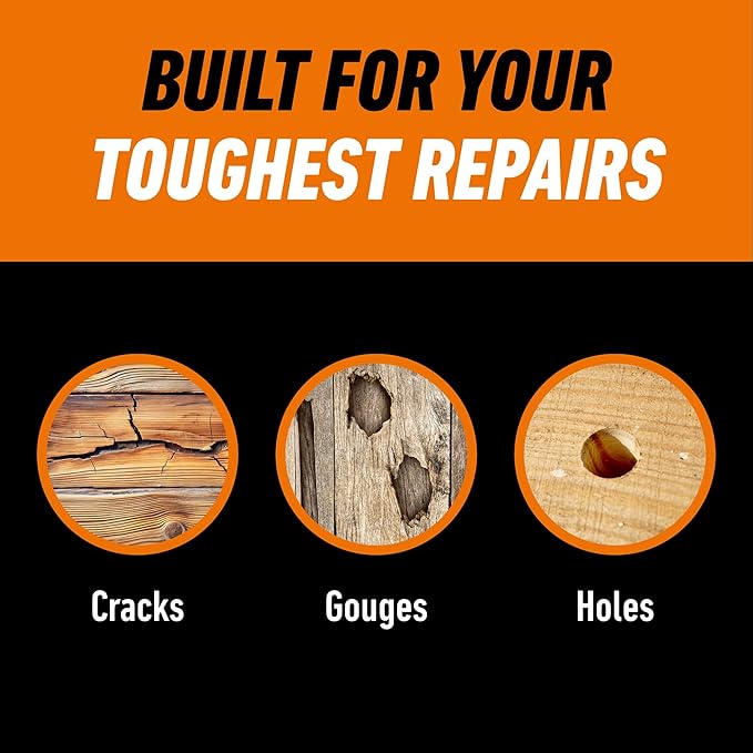 Gorilla All Purpose Wood Filler, Golden Oak Color, 6 Ounce Tube (Pack of 6) - Water Resistant for Indoor or Outdoor Projects and Repairs