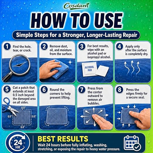 Clear Heavy - Duty Waterproof Vinyl Repair Tape (30ft x 5") for Fabric Boat Covers, Canvas Tents, Pop - Up Campers, RV Awnings, Tarps, Canopies and Sails (Clear)