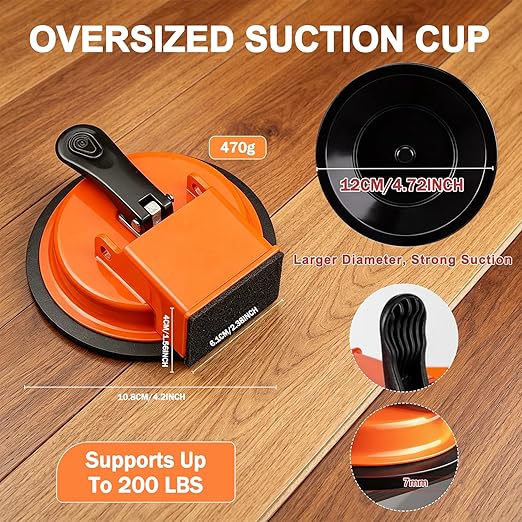 Floor Gap Fixer Tool Kit - Laminate Flooring Tools with Enhanced Suction Cup, Heavy Duty Repair Tool with 1 Sticky Pad, Carbon Steel Vacuum Suction Cup for Laminate, Vinyl, Wood & Tile Flooring